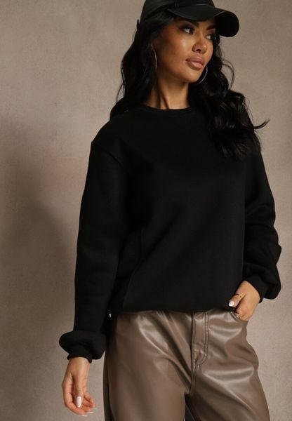 Czarna Bluza z Bawełną i Przeszyciami przy Dekolcie Fezanna. Czarne bluzy bez kaptura Renee, l, bez wzorów, z bawełny, bez kaptura. Za 59.99 zł.