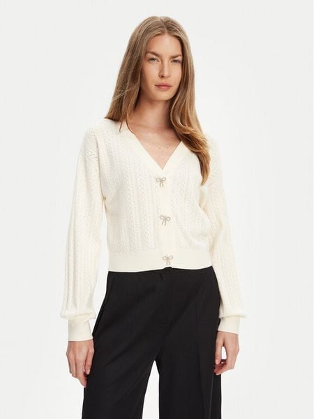 Guess Kardigan W5YR01 Z2ZK2 Biały Regular Fit. Białe swetry Guess, xxl, z aplikacjami, z wiskozy, bez ramiączek. Za 359.99 zł.