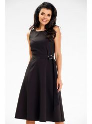 Awama Sukienka w kolorze czarnym rozmiar: L. Czarne sukienki Awama, l, bez wzorów, bez kołnierzyka, bez ramiączek, midi. Za 96.60 zł.