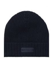 Calvin Klein Czapka Patch Chunky Rib Cotton Beanie LV04D8053G Granatowy. Niebieskie czapki zimowe Calvin Klein, bez wzorów, z bawełny. Za 169.99 zł.