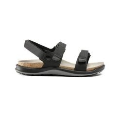 Sandały damskie Birkenstock Kalahari. Czarne sandały Birkenstock, bez wzorów, z materiału, sportowe, bez obcasa, bez zapięcia. Za 527.00 zł.