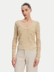 Guess Kardigan W5GR15 Z3E22 Beżowy Regular Fit. Brązowe swetry Guess, xxl, z aplikacjami, z wiskozy, bez ramiączek. Za 225.00 zł.
