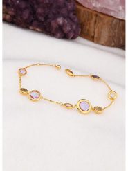 L'Atelier de Gaia Pozłacana bransoletka z perłami i cyrkoniami rozmiar: onesize. Różowe bransoletki L'Atelier de Gaia, z cyrkonią, pozłacane. Za 117.45 zł.