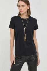 Elisabetta Franchi t-shirt bawełniany kolor czarny. Czarne t-shirty Elisabetta Franchi, bez wzorów, z bawełny, bez kołnierzyka, bez ramiączek. Za 1,009.90 zł.