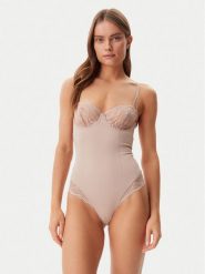 Calvin Klein Underwear Body 000QF8002E Beżowy. Brązowe body i gorsety Calvin Klein Underwear, bez wzorów, z syntetyku, bez ramiączek. Za 189.99 zł.