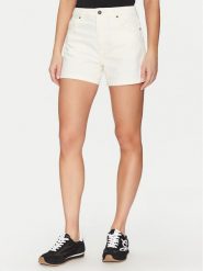 Guess Jeans Szorty materiałowe W5GD0S D5M62 Biały Regular Fit. Białe szorty Guess Jeans, z aplikacjami, z bawełny. Za 309.99 zł.