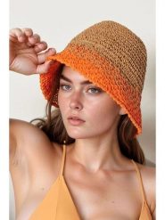 Lucky Bees Kapelusz przeciwsłoneczny w kolorze beżowo-pomarańczowym rozmiar: onesize. Brązowe kapelusze Lucky Bees, bez wzorów, z materiału. Za 73.99 zł.