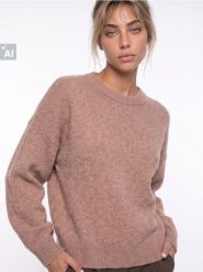 Sweter chunky z obniżoną linią ramion - beżowy. Brązowe swetry Sinsay, l, bez wzorów, bez ramiączek. Za 59.99 zł.