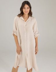 Lniana sukienka. Sukienki Unisono, bez wzorów, klasyczne, bez kołnierzyka, bez ramiączek. Za 239.00 zł.