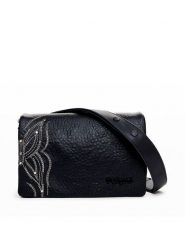 Desigual Torebka 25SAXP84 Czarny. Czarne listonoszki Desigual, bez wzorów, ze skóry, bez dodatków. Za 199.99 zł.