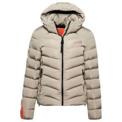 Damska kurtka z kapturem z mikrofibry Superdry. Szare kurtki Superdry, na zimę, bez wzorów, z mikrofibry, z kapturem. W wyprzedaży za 474.00 zł.