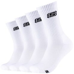 Skarpetki sportowe dla dorosłych 2pk Tennis Cushioned Socks. Białe skarpetki Skechers, bez wzorów, z bawełny. Za 29.99 zł.