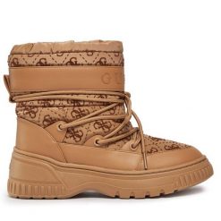 Śniegowce Guess. Brązowe śniegowce Guess, z aplikacjami, bez zapięcia. Za 749.99 zł.