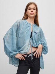 Hugo Bluzka 50488558 Niebieski Oversize. Niebieskie bluzki Hugo, bez wzorów, z syntetyku, bez kołnierzyka, bez ramiączek. Za 399.99 zł.