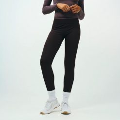 Legginsy sportowe damskie Domyos Powerful Pilates. Brązowe legginsy DOMYOS, bez wzorów, z materiału, sportowe, długie. Za 119.99 zł.