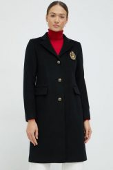 Lauren Ralph Lauren płaszcz wełniany kolor czarny przejściowy. Czarne płaszcze Lauren Ralph Lauren, bez wzorów, z wełny, klasyczne, bez kaptura. W wyprzedaży za 1,399.90 zł.