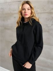 Bluza z kapturem - czarny. Czarne bluzy Sinsay, l, bez wzorów, bez ramiączek, z kapturem. Za 35.99 zł.