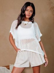 Milan Kiss Sweter w kolorze białym rozmiar: L. Białe swetry Milan Kiss, l, bez wzorów, ze splotem, bez ramiączek. Za 135.49 zł.