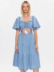 Pepe Jeans Sukienka codzienna Aitana PL953225 Niebieski Regular Fit. Niebieskie sukienki Pepe Jeans, na co dzień, xl, bez wzorów, z bawełny, bez kołnierzyka, bez ramiączek, proste. Za 309.99 zł.