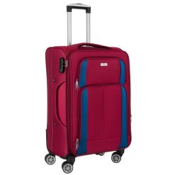 Duża walizka z wytrzymałej tkaniny poliestrowej w czerwono-niebieskim kolorze Peterson PTN 5209-L. Czerwone walizki Peterson, duże. Za 289.99 zł.
