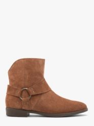 Rude botki kowbojki biker boots. Brązowe botki Ryłko, bez wzorów, ze skóry, klasyczne, z okrągłym noskiem, za kostkę, bez obcasa, na płaskiej podeszwie, bez zapięcia. Za 429.99 zł.