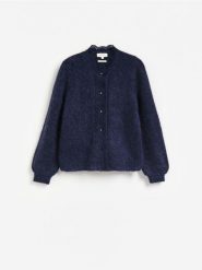 Kardigan z dodatkiem moheru - granatowy. Niebieskie swetry Reserved, l, bez wzorów, z dzianiny, bez ramiączek. Za 379.99 zł.