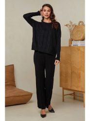 Soft Cashmere 2-częściowy zestaw w kolorze czarnym rozmiar: 34/36. Czarne spodnie materiałowe Soft Cashmere, bez wzorów, z materiału, klasyczne, z standardowym stanem. Za 136.13 zł.