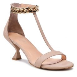 Sandały Badura. Brązowe sandały Badura, bez wzorów, bez obcasa, na słupku, bez zapięcia. Za 349.99 zł.