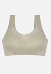 Zielony Biustonosz Sportowy z Siateczką i Usztywnionymi Miseczkami Zerirae. Zielone biustonosze sportowe Born2be, bez wzorów, z dresówki, na fitness i siłownię. Za 29.99 zł.