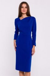 Elegancka sukienka ołówkowa z asymetrycznym dekoltem chaber. Sukienki Stylove, l, bez wzorów, eleganckie, z asymetrycznym kołnierzem, bez ramiączek, asymetryczne. Za 359.00 zł.