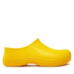 Klapki Dry Walker. Żółte klapki Dry Walker, bez wzorów, bez obcasa, bez zapięcia. Za 59.99 zł.