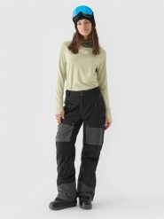 4F Spodnie snowboardowe membrana 10000 damskie - czarne XXL. Czarne spodnie narciarskie 4f, bez wzorów, z dzianiny, narciarskie. Za 599.99 zł.