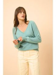 Just Cashmere Kaszmirowy sweter "Phoebe" w kolorze turkusowym rozmiar: M. Niebieskie swetry Just Cashmere, m, bez wzorów, z kaszmiru, bez ramiączek. Za 428.43 zł.