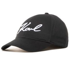 Czapka z daszkiem KARL LAGERFELD. Czarne czapki z daszkiem KARL LAGERFELD, bez wzorów. Za 179.99 zł.