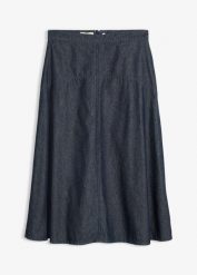 Spódnica jeansowa, z bawełny organicznej. Niebieskie spódnice bonprix, bez wzorów, z bawełny. Za 129.99 zł.