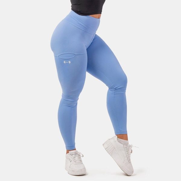 Legginsy fitness damskie NEBBIA Active High-Waist Smart Pocket. Niebieskie legginsy Nebbia, bez wzorów, sportowe. Za 139.99 zł.
