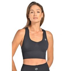 Top sportowy damski Nessi Sportswear Ultra oddychający. Czarne topy sportowe NESSI SPORTSWEAR, l, bez wzorów, na jogę i pilates. Za 289.00 zł.