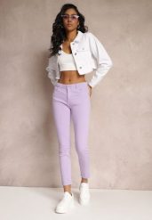 Fioletowe Jeansy Skinny z Efektem Push Up Karinali. Fioletowe jeansy Renee, l, bez wzorów, z bawełny. W wyprzedaży za 75.99 zł.