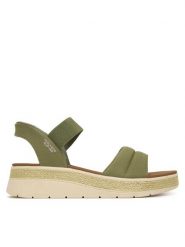 Skechers Sandały BOBS Sun Ray 114413/OLV Zielony. Zielone sandały Skechers, bez wzorów, z materiału, bez obcasa, na płaskiej podeszwie, bez zapięcia. Za 289.99 zł.