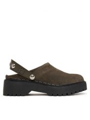 Guess Klapki FLTWN2 SUE01 Khaki. Brązowe klapki Guess, z aplikacjami, ze skóry, bez obcasa, bez zapięcia. Za 584.99 zł.