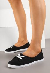 Czarno-Białe Tenisówki Vices ze Sznurowaniem Sesarielis. Czarne trampki Born2be, bez wzorów, z jeansu, eleganckie, przed kostkę, bez zapięcia. W wyprzedaży za 38.24 zł.