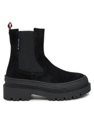 Tommy Jeans Sztyblety Tjw Foxing Chelsea Suede EN0EN02631 Czarny. Czarne botki Tommy Jeans, bez wzorów, z jeansu, bez obcasa, na płaskiej podeszwie, bez zapięcia. Za 359.99 zł.