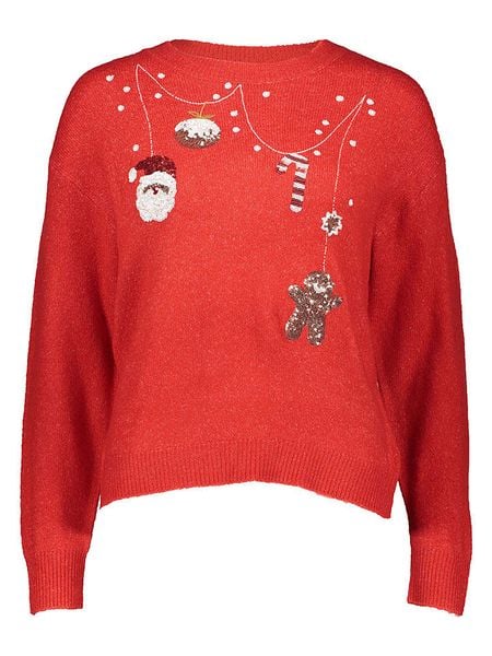 JDY Sweter "Santa" w kolorze czerwonym rozmiar: L. Czerwone swetry JDY, l, bez wzorów, bez ramiączek. Za 74.63 zł.