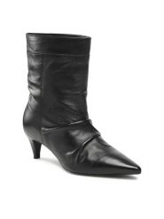 Gino Rossi Botki 98235 Czarny. Czarne botki Gino Rossi, bez wzorów, ze skóry, bez obcasa, na słupku, bez zapięcia. Za 299.99 zł.