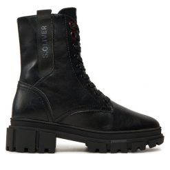 Trapery s.Oliver. Czarne traperki S.Oliver, bez wzorów, bez obcasa, bez zapięcia. Za 399.99 zł.