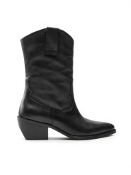 Simple Botki SL-15-02-000048 Czarny. Czarne botki Simple, bez wzorów, ze skóry, bez obcasa, na słupku, bez zapięcia. Za 649.99 zł.