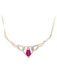 Revoni Złoty naszyjnik z elementem ozdobnym - dł. 46 cm rozmiar: onesize. Różowe naszyjniki Revoni, z materiału, z diamentem, złote. Za 2,696.99 zł.