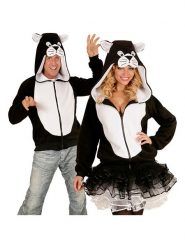 Carnival Party Polarowa kurtka kostiumowa "Cat" w kolorze biało-czarnym rozmiar: S/M. Białe kurtki Carnival Party, m, bez wzorów, z polaru, bez kaptura. Za 65.38 zł.