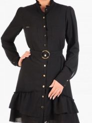 Sukienka Model Paloma Pasek Black - Jersa. Czarne sukienki Jersa, l, bez wzorów, wizytowe, bez kołnierzyka, plus size, bez ramiączek. Za 390.03 zł.