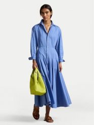 Polo Ralph Lauren Sukienka koszulowa 211A96356001 Błękitny Regular Fit. Niebieskie sukienki Polo Ralph Lauren, bez wzorów, z bawełny, bez kołnierzyka, bez ramiączek, koszulowe. Za 1,599.00 zł.